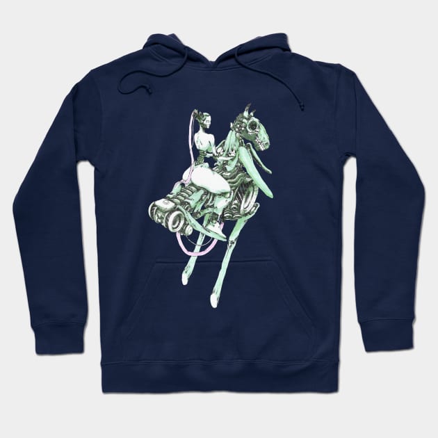 Bone armor auto-horse with android rider Hoodie by Takeshi Kolotov